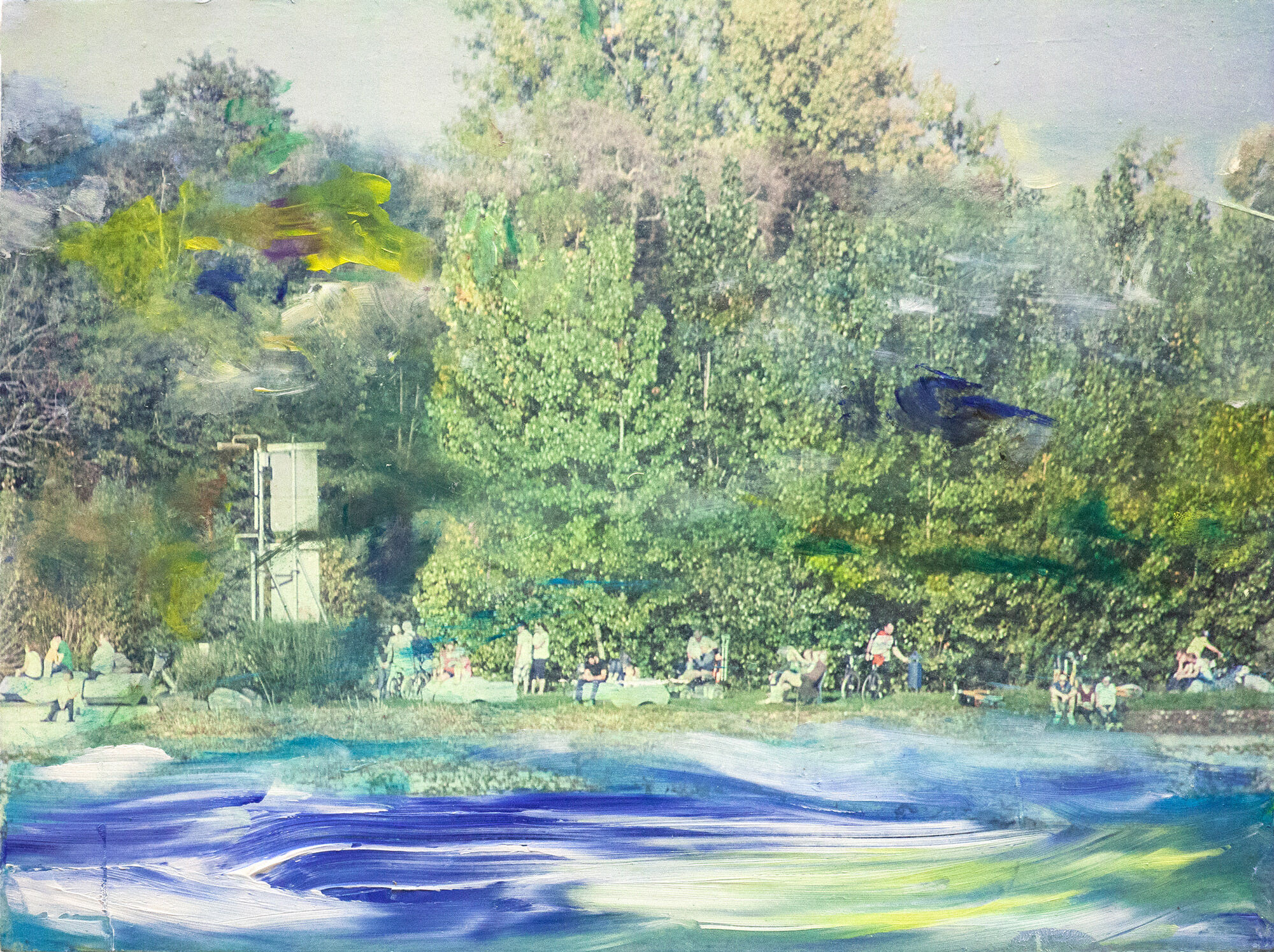 Tableau "Bain de soleil (sur les rives du Rhin)" (2020) (Pièce unique) von Patricia Hell