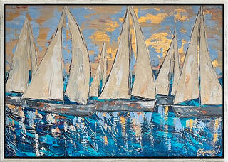 Picture "Sailing 7" (2023) (Original / Unique piece), framed by Olga Jonas