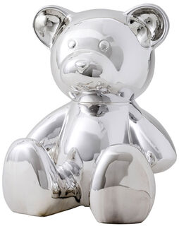 Skulptur "Teddybär", Version in Kunstguss Metallic-Silber
