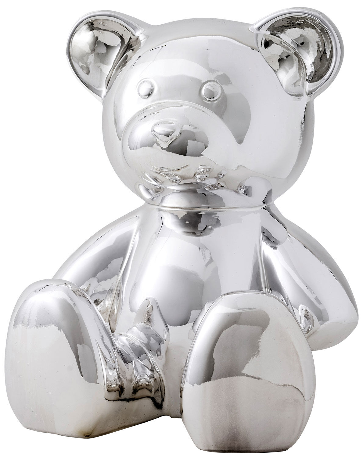 Skulptur "Teddybär", Version in Kunstguss Metallic-Silber