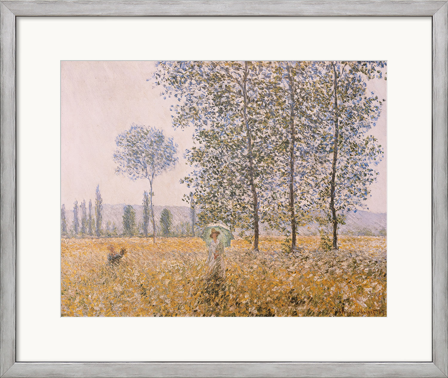 Bild "Felder im Frühling" (1887), gerahmt von Claude Monet