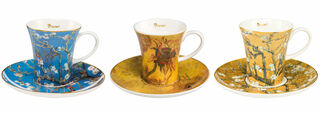 Set of 3 espresso cups with artist motifs, porcelain
