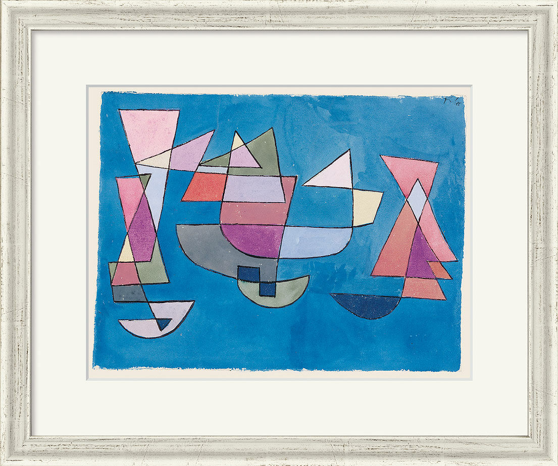 Picture "Sailing Ships" (1927), framed by Paul Klee