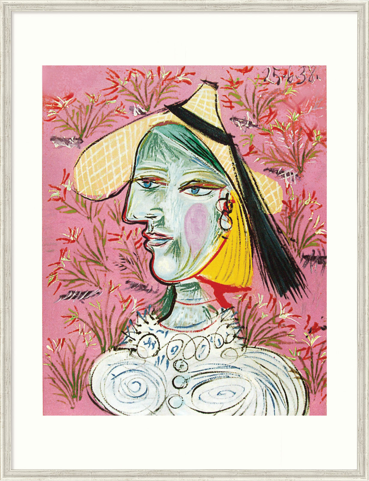 Tableau "Marie-Thérèse au chapeau de paille", encadré von Pablo Picasso