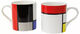 Set med 2 muggar "Composition", porslin av Piet Mondrian