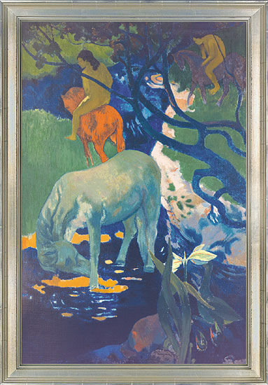 Bild "Das weiße Pferd" (1898), gerahmt von Paul Gauguin