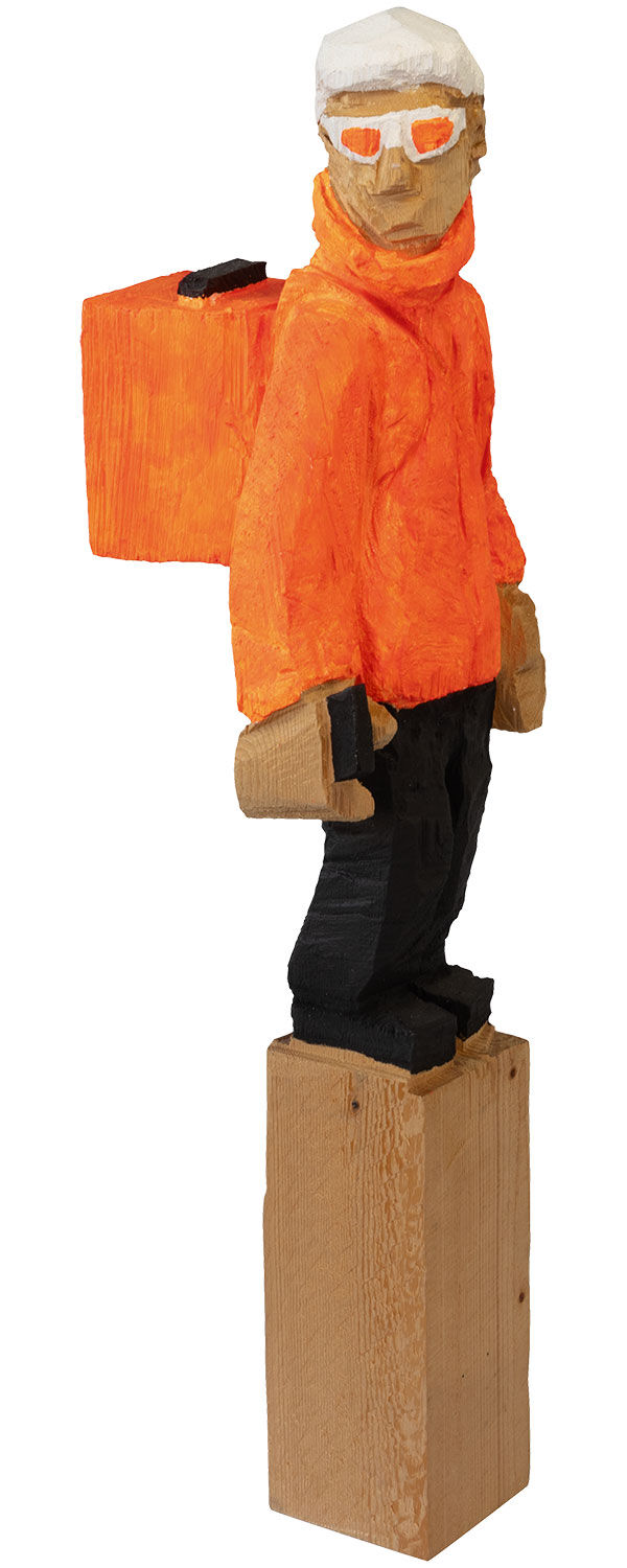 Holzskulptur "Lieferando" (2022) (Original / Unikat) von Jörg Herz