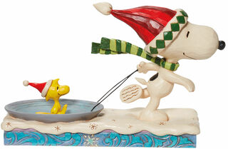 Sculpture "Snoopy and Woodstock on a Sleigh Ride", cast