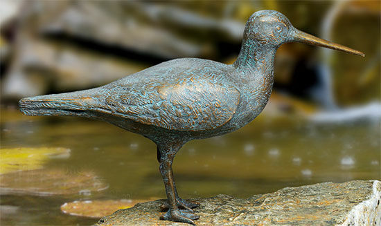 Gartenskulptur "Wasserläufer, wachsam", Bronze