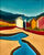 Picture "Small Village by the River" (2025) (Original / Unique piece), on stretcher frame