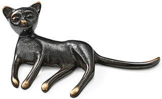 Skulptur "Liegende Katze", Bronze
