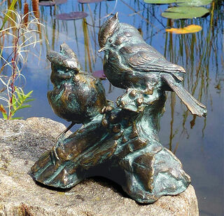 Sculpture de jardin " Couple d'oiseaux ", bronze