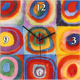 Wanduhr "Farbstudie Quadrate", Version aus Glas