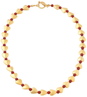 Collar corazón "Ruta de la Seda" con cuentas de cornalina