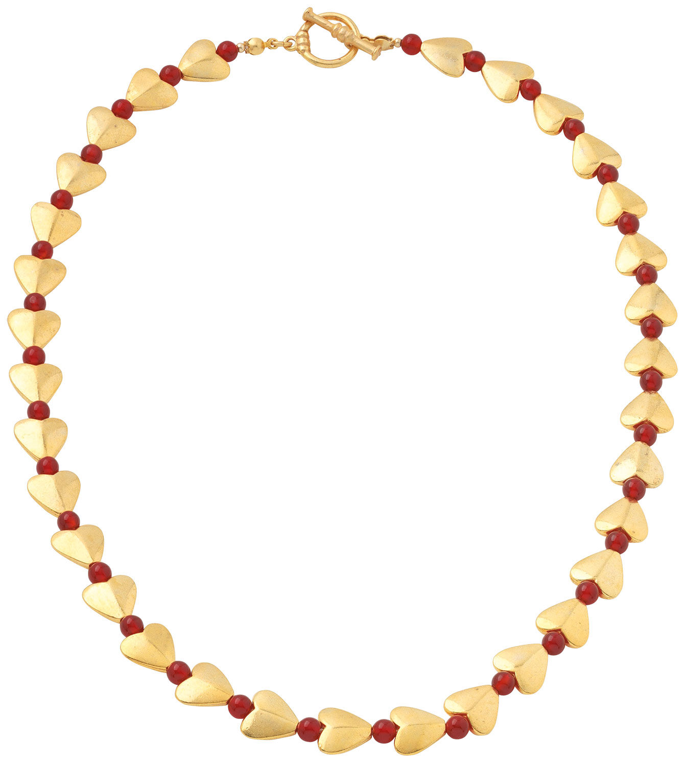 Collar corazón "Ruta de la Seda" con cuentas de cornalina