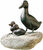 Gartenskulptur "Entenmutter mit Küken", Kupfer auf Stein