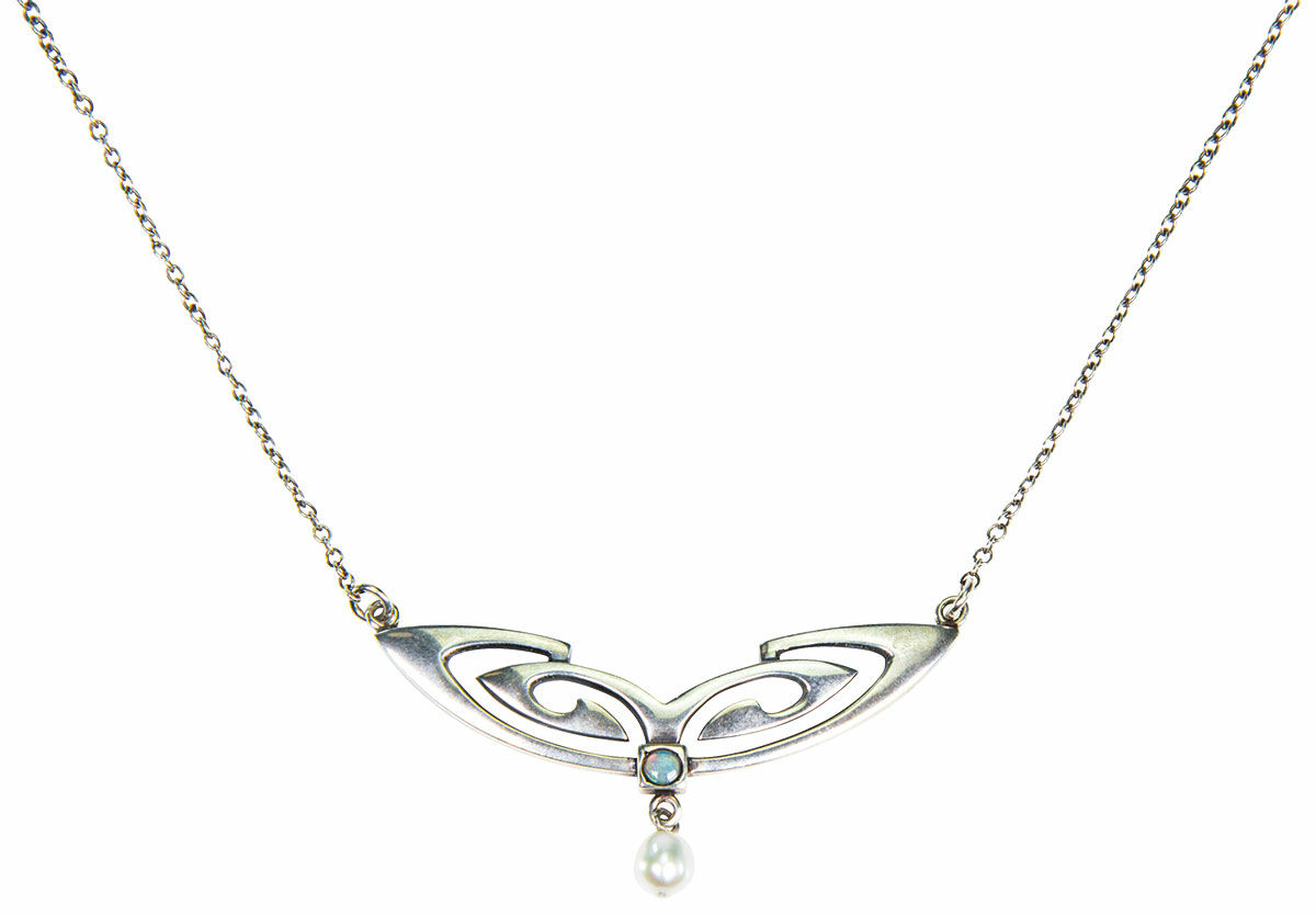 Art Nouveau-halskæde "Ginevra" med perle