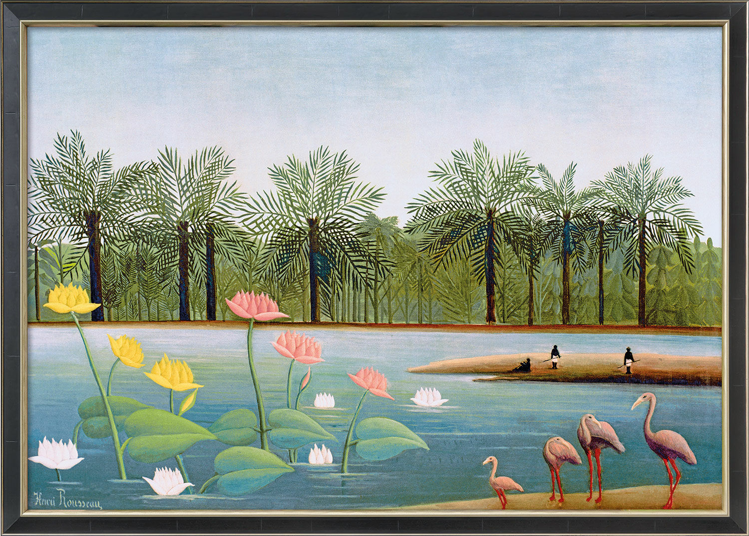 Picture "The Flamingos" (1907), framed by Henri Rousseau