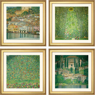 Set of 4 landscape pictures by Gustav Klimt