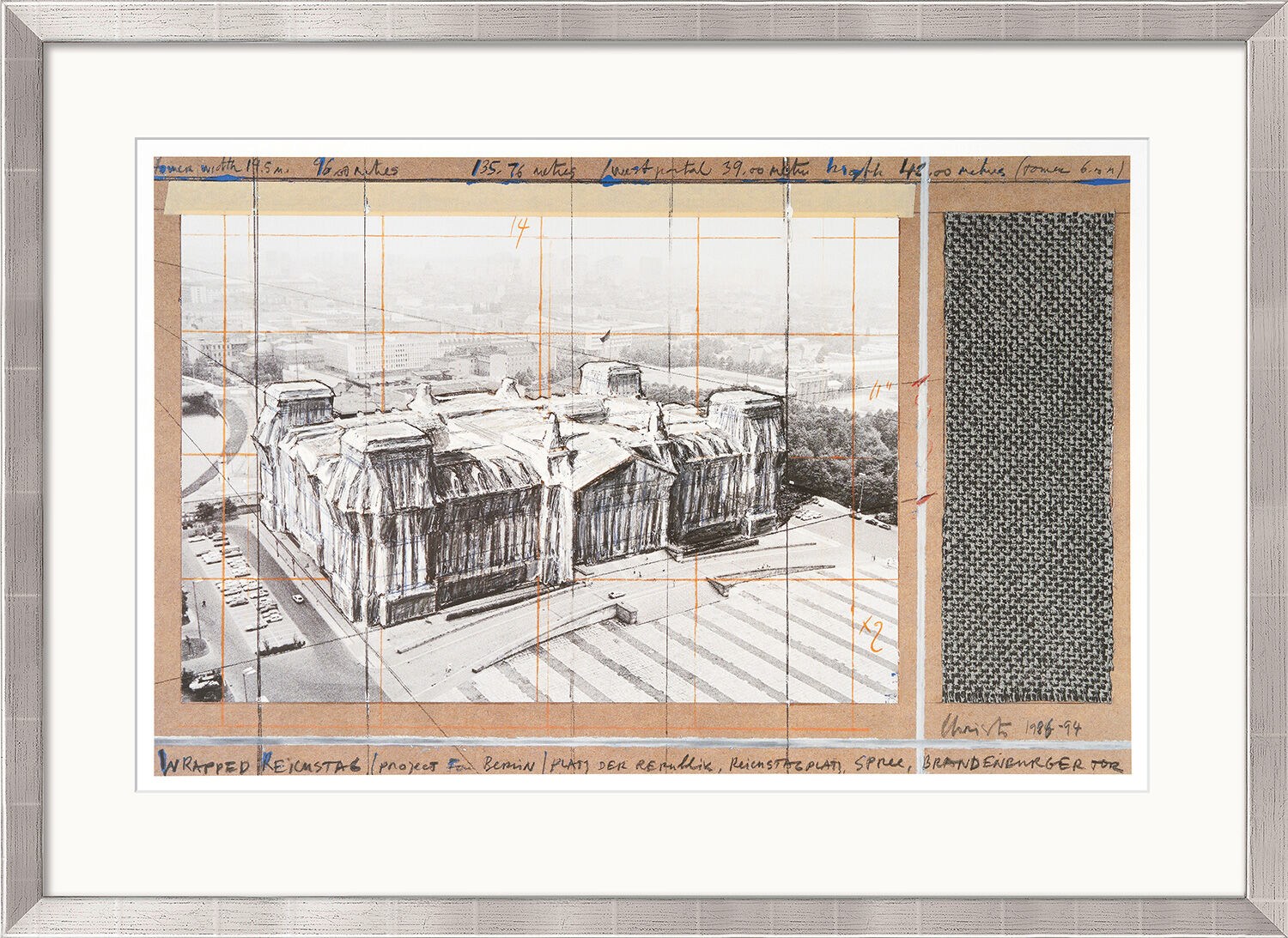 Picture "Wrapped Reichstag, Project for Berlin", framed by Christo