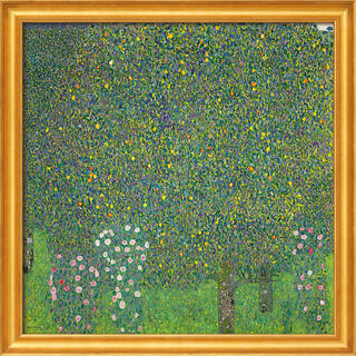 Bild "Rosensträucher unter Bäumen" (1905), gerahmt von Gustav Klimt