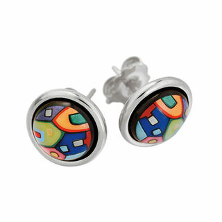 Stud earrings "Cabochon - Hommage à Hundertwasser - Street Rivers"
