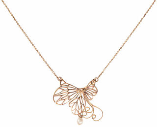 Art Nouveau-halskæde "Papillon" med perle