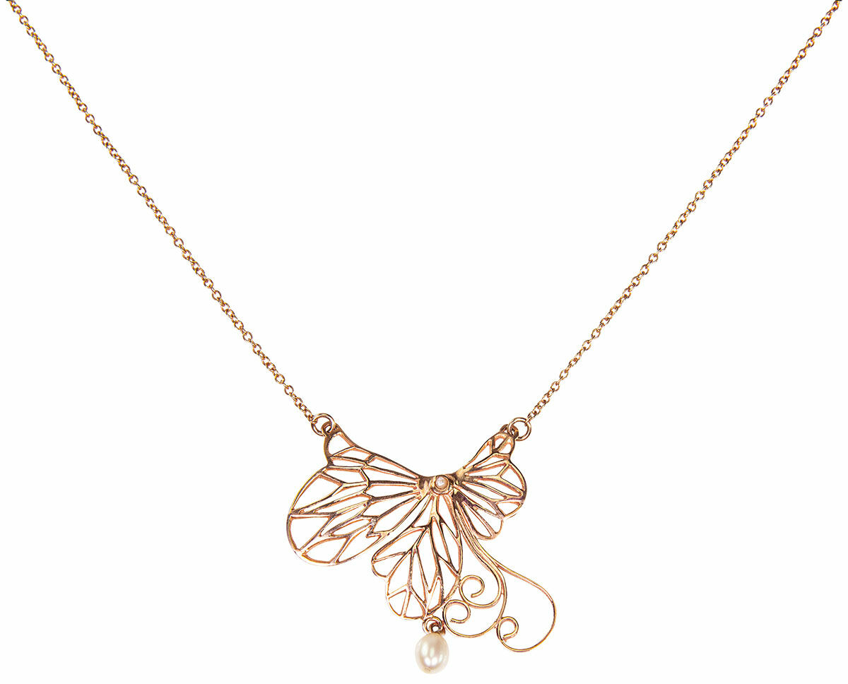 Art Nouveau necklace "Papillon" with pearl