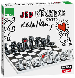Schaakspel "Keith Haring", zwart-wit versie