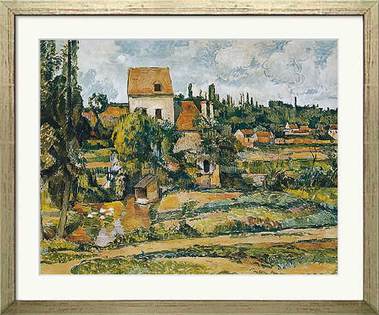 Bild "Die Mühle an der Couleuvre bei Pontoise" (1881), gerahmt von Paul Cézanne