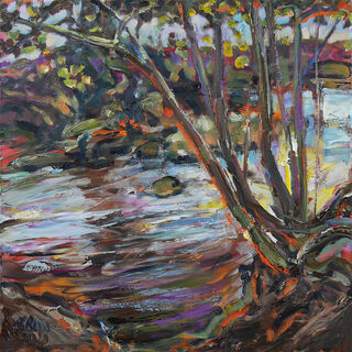 Tableau "L'été au Buchenbach" (2020) (Original / Pièce unique), sur châssis de Sibylle Bross