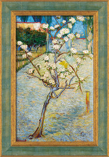 Bild "Blühender Birnbaum" (1888), gerahmt von Vincent van Gogh