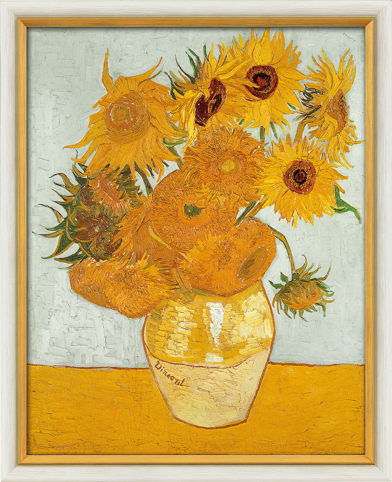 Bild "Zwölf Sonnenblumen in einer Vase" (1888), gerahmt von Vincent van Gogh