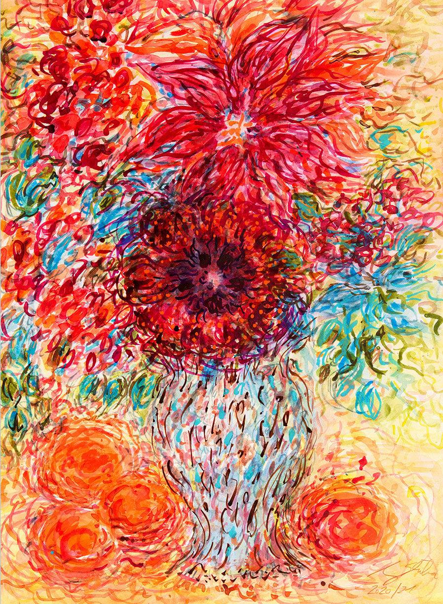 Bild "Blumenstrauß" (2021) (Original / Unikat), ungerahmt von Ansgar Skiba