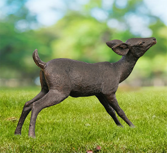 Garden sculpture "Deer, Looking to the Right", bronze