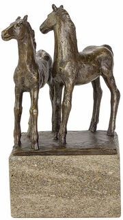 Skulptur "Pferdepaar", Steinguss bronziert von Johann Baptist Lenz
