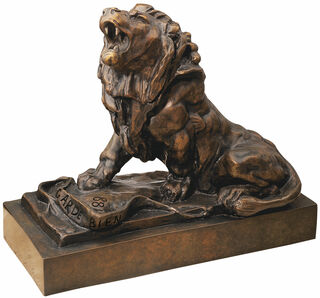 Skulptur "Der weinende Löwe" (Le lion qui pleure), Version in Bronze von Auguste Rodin