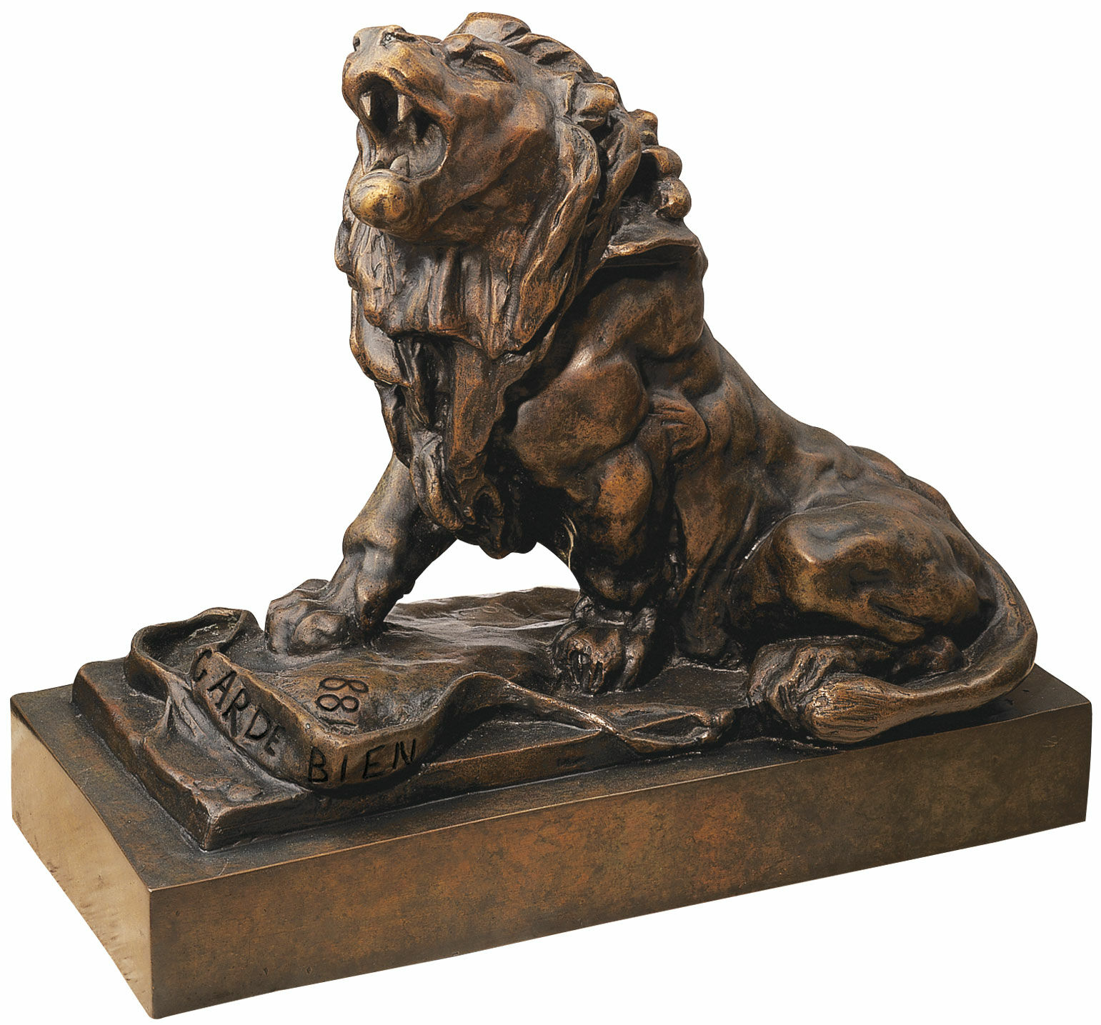 Sculpture "The Weeping Lion" (Le lion qui pleure), bronze version by Auguste Rodin