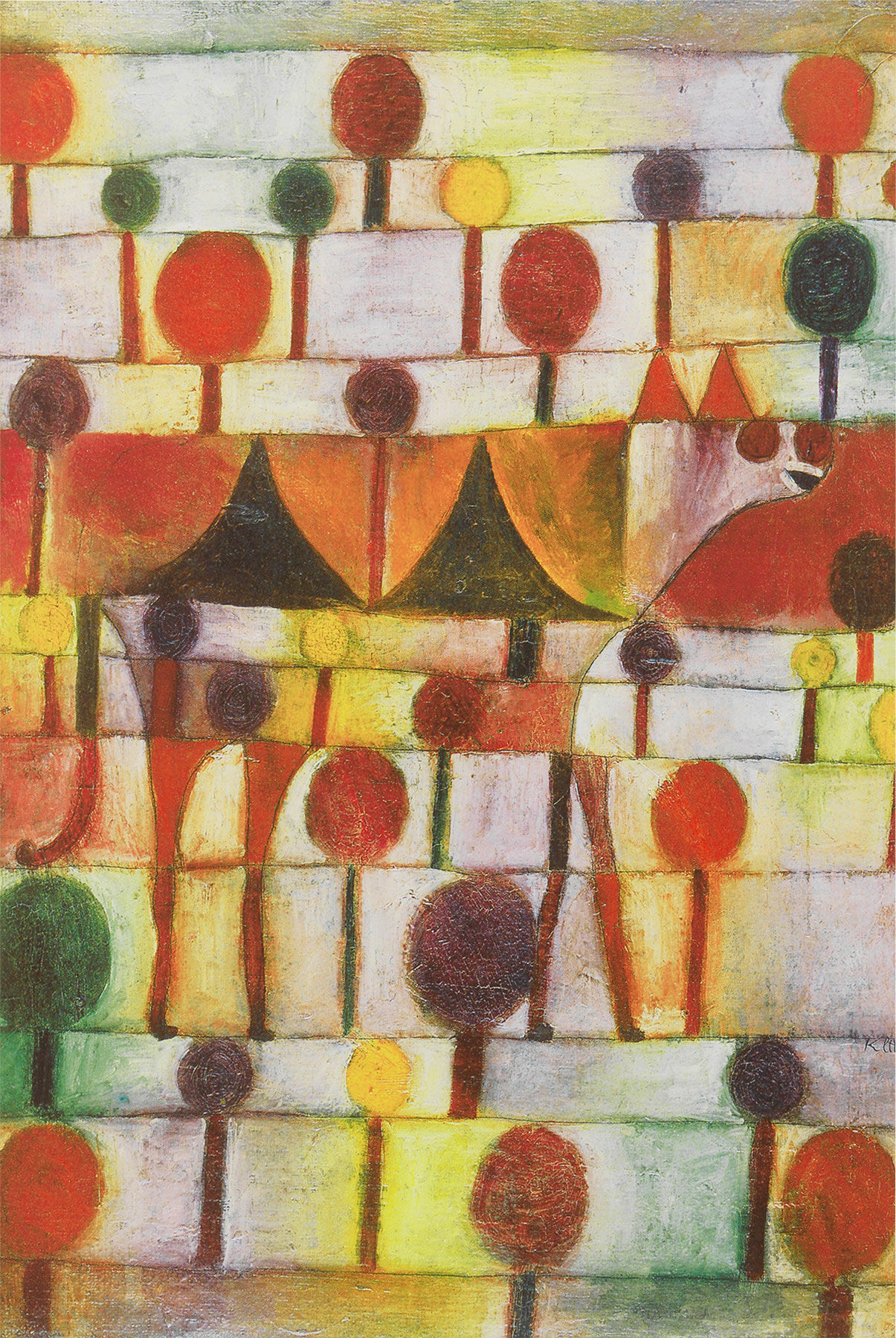 Tableau "Chameau dans un paysage rythmé avec des arbres" (1920) von Paul Klee