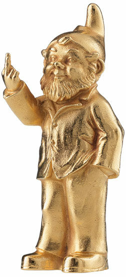 Skulptur "Sponti Dwarf", guldbelagt version von Ottmar Hörl
