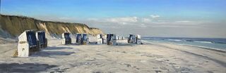 Billede "Beach Chairs in Front of the Roter Kliff" (2022) (Unikt værk) von Stefan Dobritz