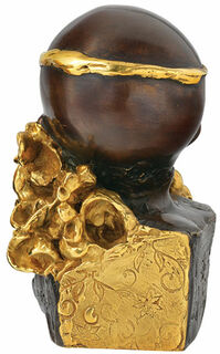 Sculpture "Boy with Golden Headband", bronze partially gold-plated by Cyrus Overbeck