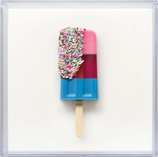 Wandobjekt "Eis am Stiel", Version in Rosa-Bordeaux-Blau
