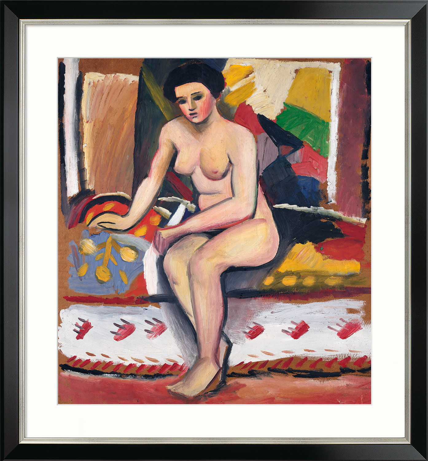 Picture "Nude" (1913), black and silver-coloured framed version by August Macke