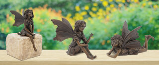 Set of 3 Garden sculptures "Elves" (without stone), bronze