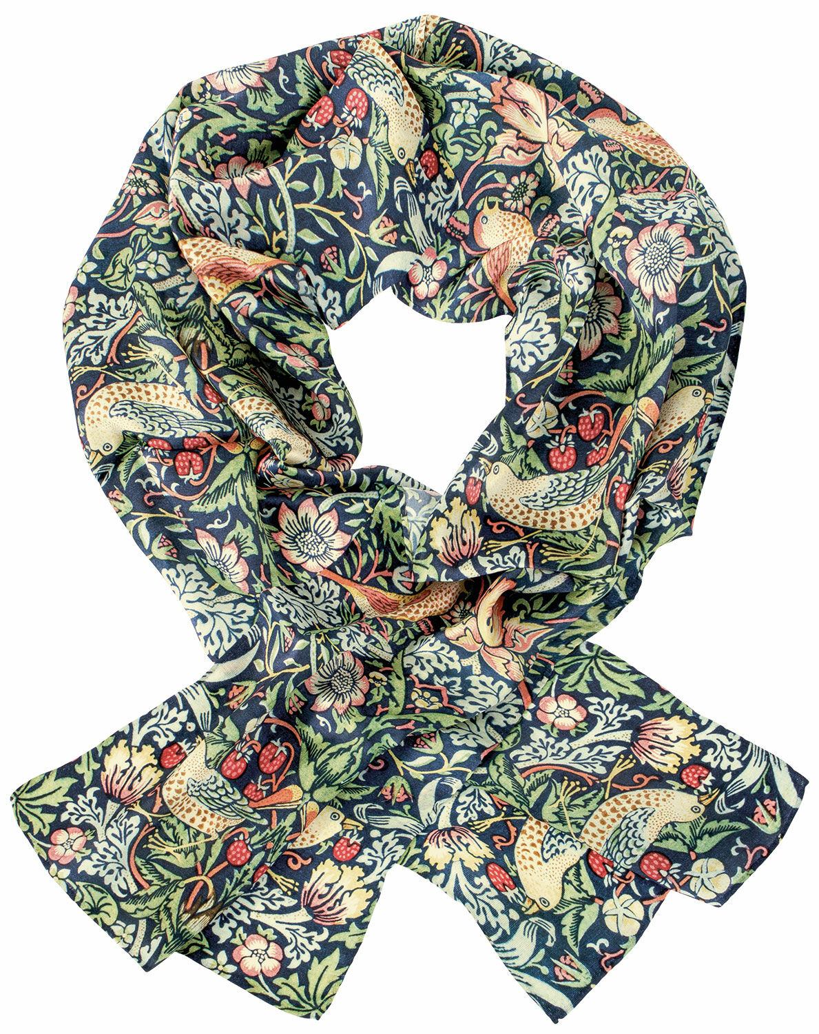 Zijden sjaal "Aardbeiendief" - naar William Morris