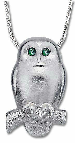 Necklace "Emerald Owl", silver version by Christiane Wendt