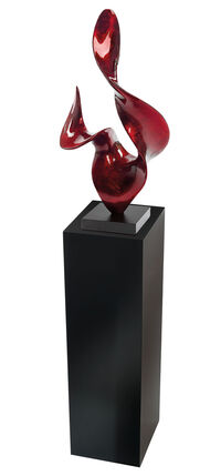 Skulptur "Firedance" (rote Version) und Dekosäule im Set