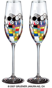 (869A) Uppsättning av två champagneglas "Coral Flowers"