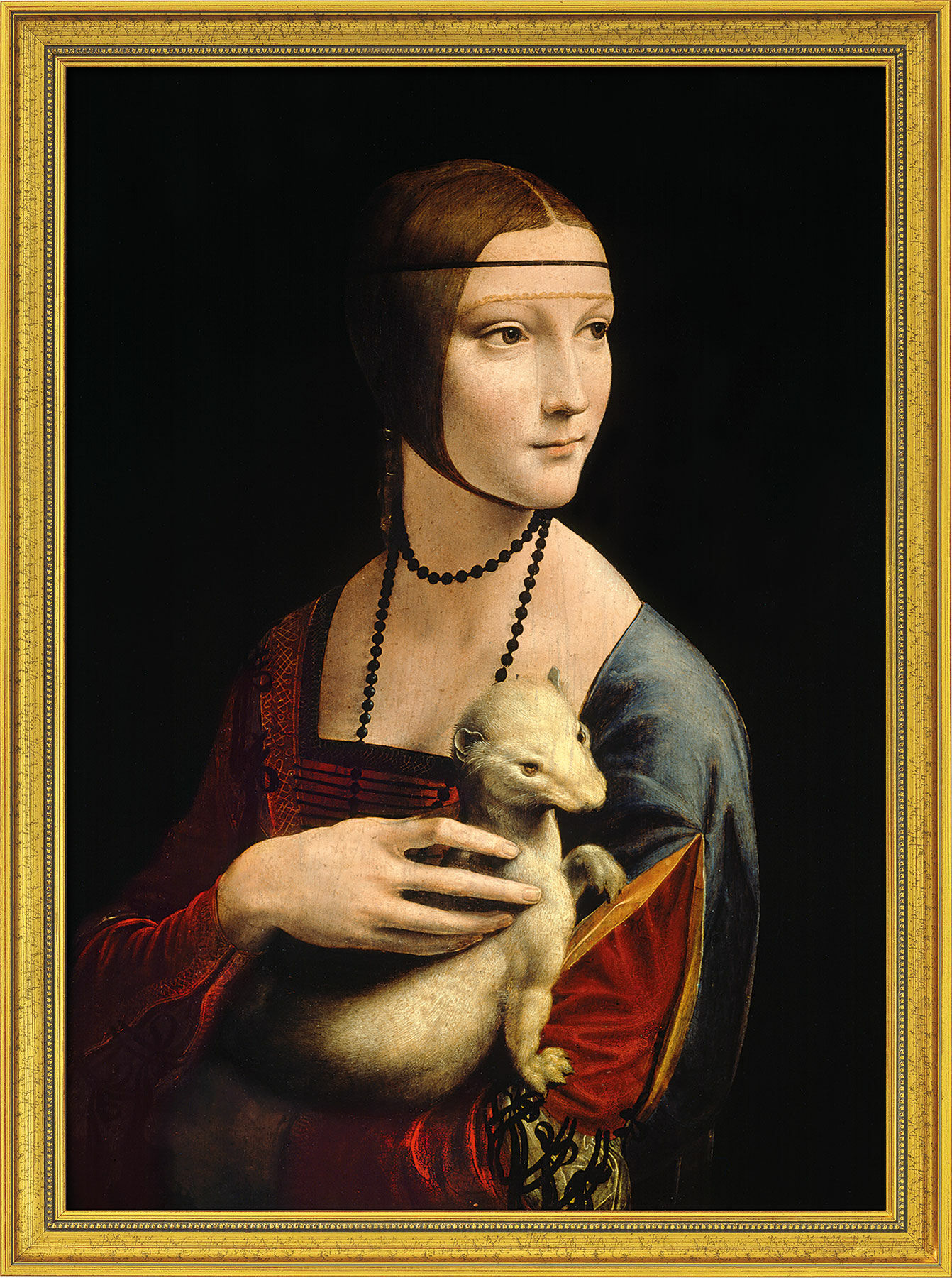 Picture "Lady with an Ermine" (1488-90), framed by Leonardo da Vinci